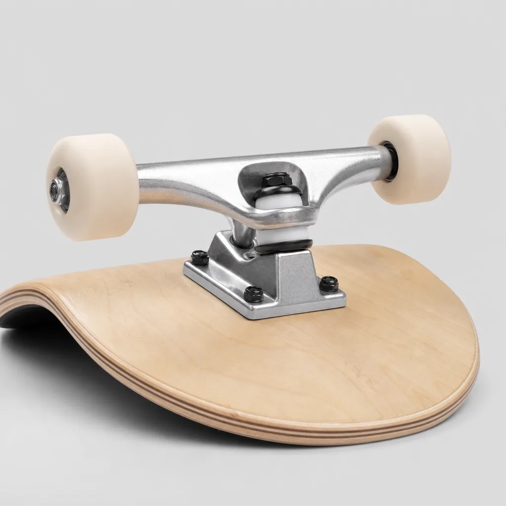Aluminum trucks mounted on a Minority deck
